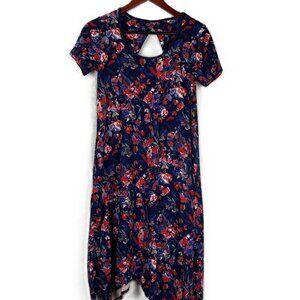 Cuddl Duds Flexwear Women’s Dress PXS Blue Pink Floral Handkerchief Hem